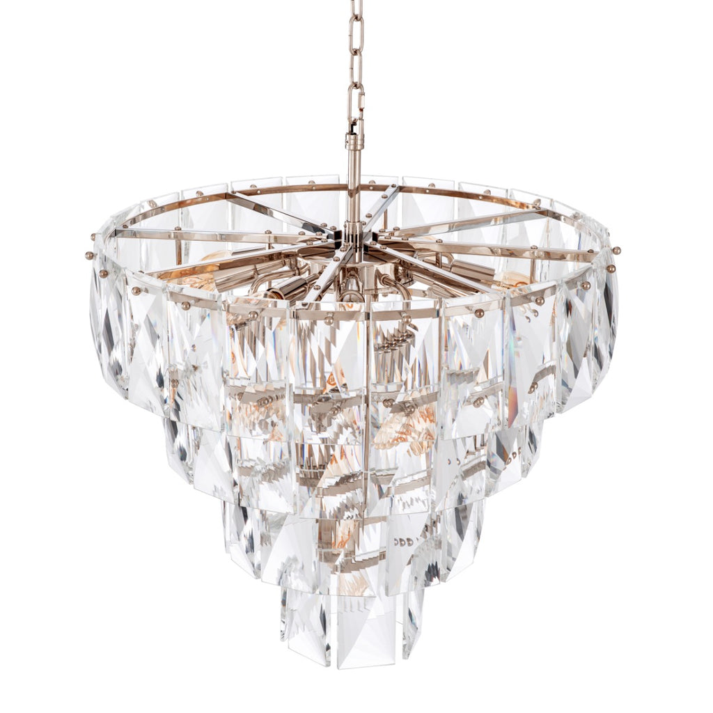 Eichholtz Amazone Small Crystal Chandelier in Nickel Finish with Glass