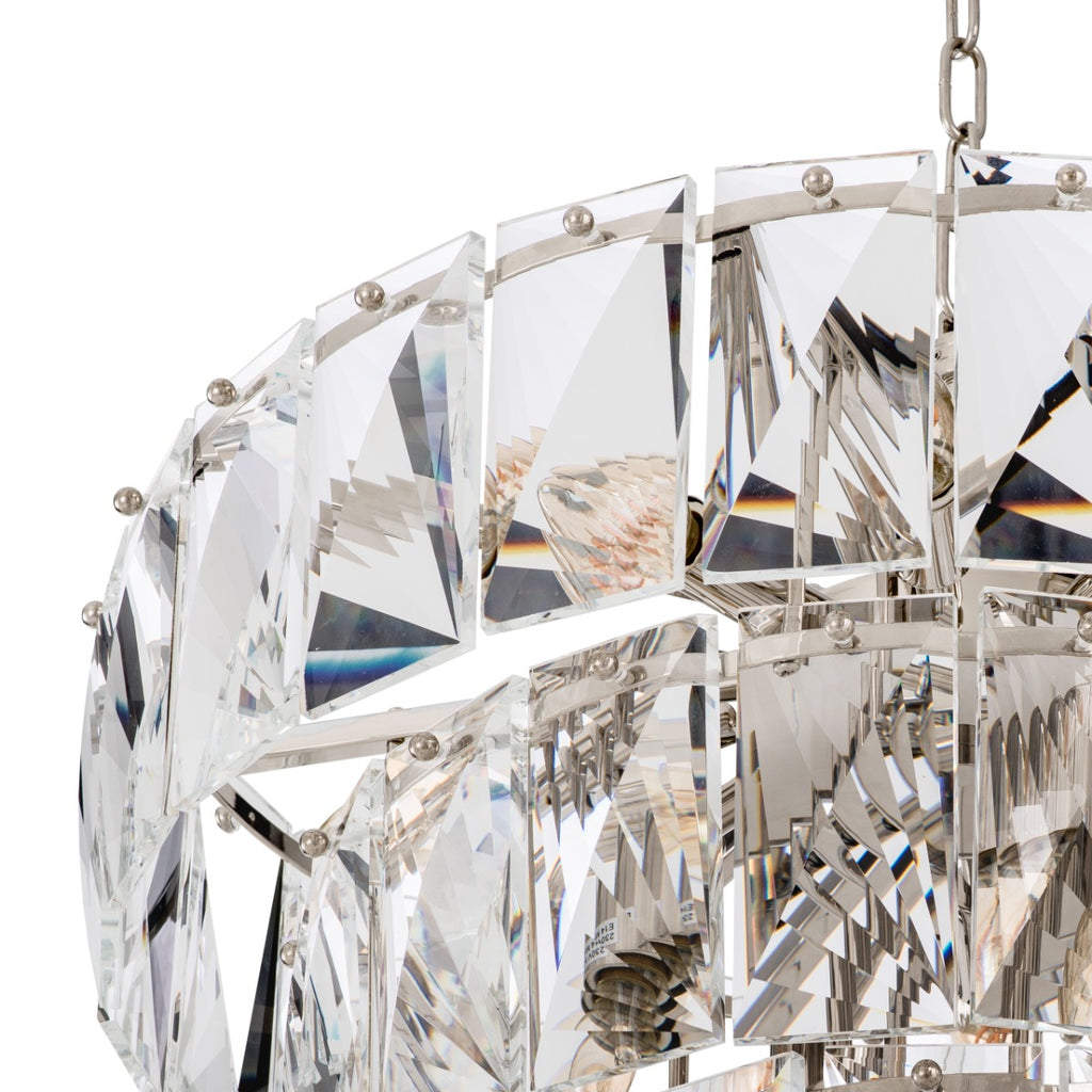 Eichholtz Amazone Small Crystal Chandelier in Nickel Finish with Glass