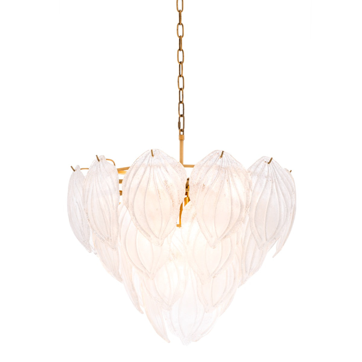 Eichholtz Novida Chandelier in Antique Brass Finish with Frosted Glass