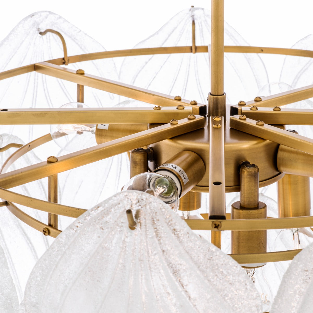 Eichholtz Novida Chandelier in Antique Brass Finish with Frosted Glass