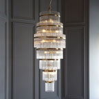 Marietta Grand 21 Light Tiered Pendant in Antique Brass with Clear Glass