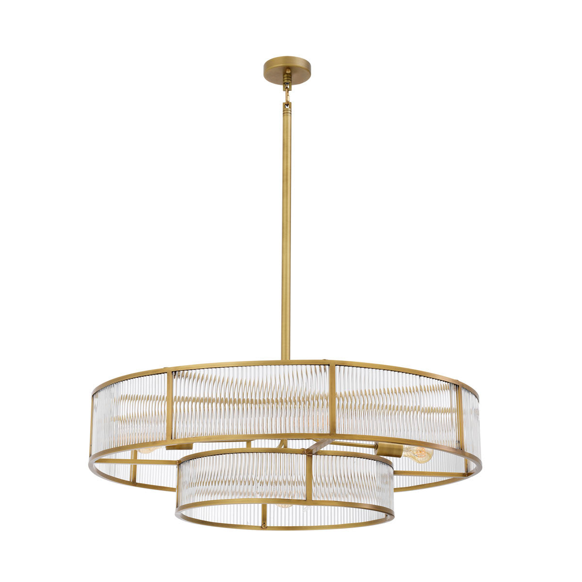 Eichholtz Montparnasse 5 Light Pendant Light in Antique Brass with Glass Rods