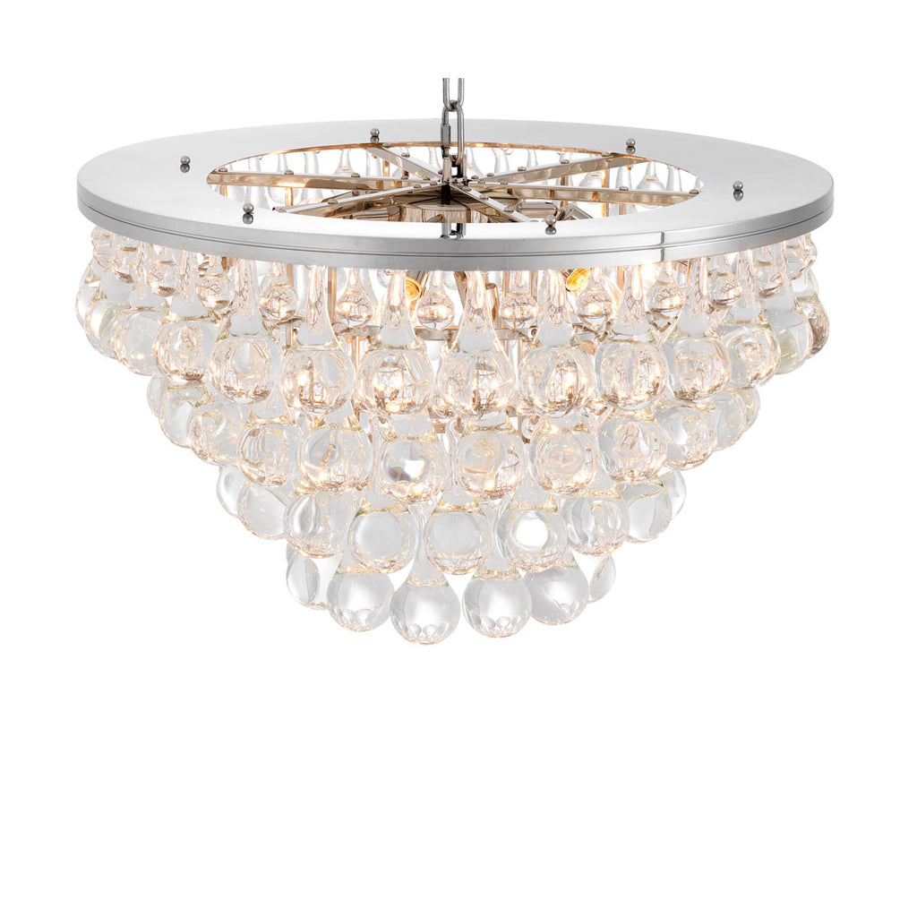 Eichholtz Bolzano 9 Light Pendant Light in Nickel with Clear Glass Droplets