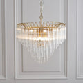 Endon Toulouse 12 Light Pendant in Satin Gold with Clear Ribbed Glass