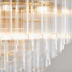 Endon Toulouse 12 Light Pendant in Satin Gold with Clear Ribbed Glass