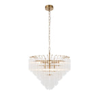 Endon Toulouse 12 Light Pendant in Satin Gold with Clear Ribbed Glass