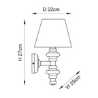 Endon Carnaby & Zigzag 20cm Wall Light Satin Almond White Paint with Pearl Grey Shade