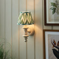 Endon Carnaby & Zigzag 20cm Wall Light Satin Almond White Paint with Cotswold Green Shade