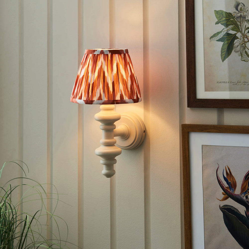 Endon Carnaby & Zigzag 20cm Wall Light Satin Almond White Paint with Apricot Orange Shade