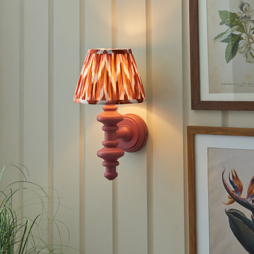 Endon Carnaby & Zigzag 20cm Wall Light Satin Pink Clay Paint with Apricot Orange Shade