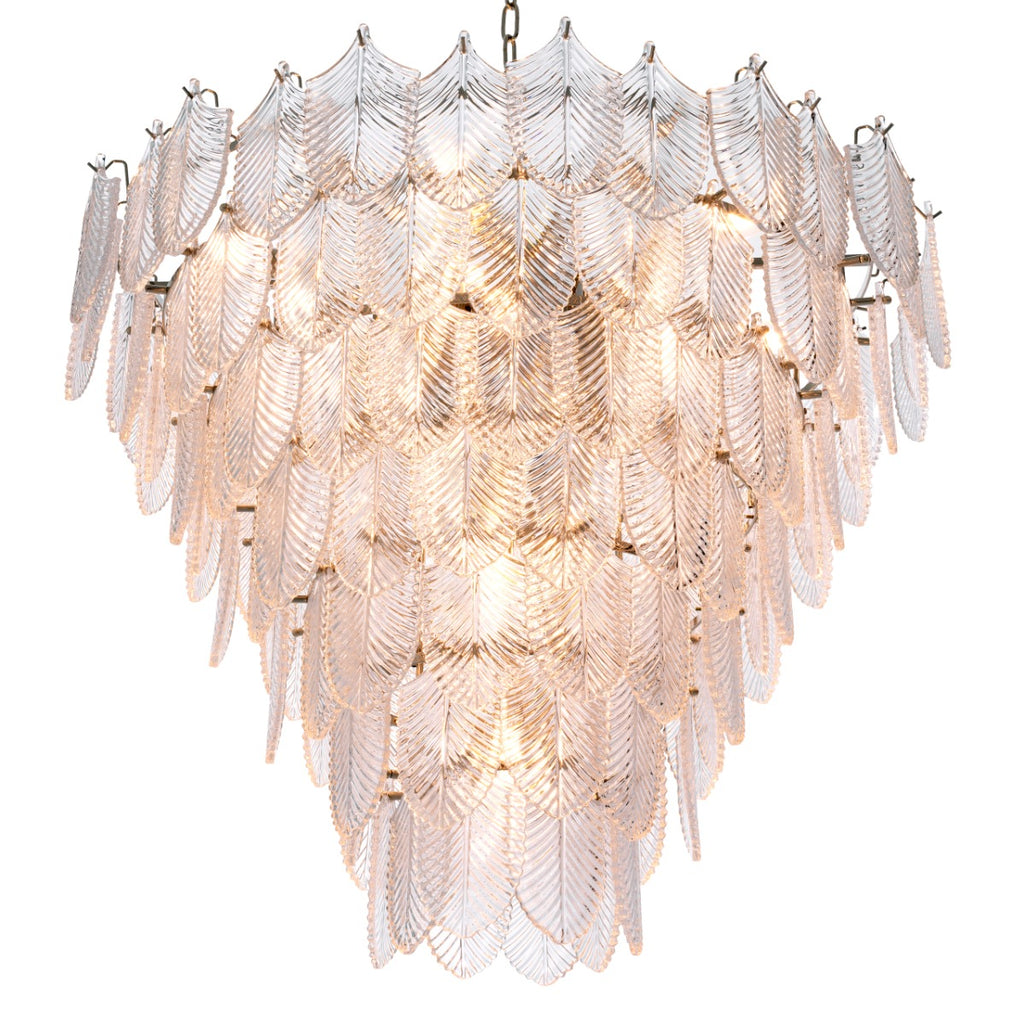 Eichholtz Verbier Large Chandelier in Nickel Finish with Glass