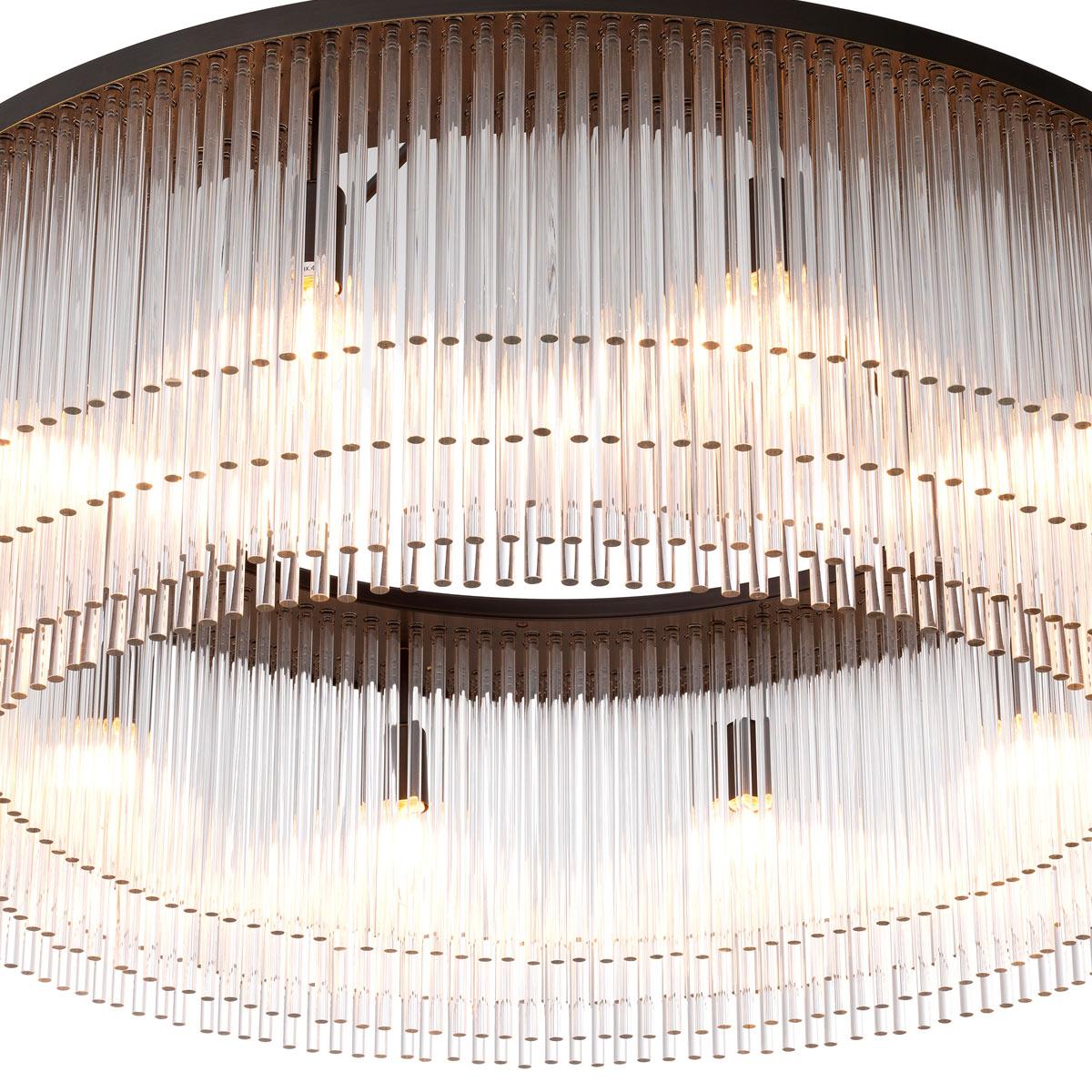 Eichholtz Hector Large 10 Light Pendant Light in Bronze with Clear Glass Rods