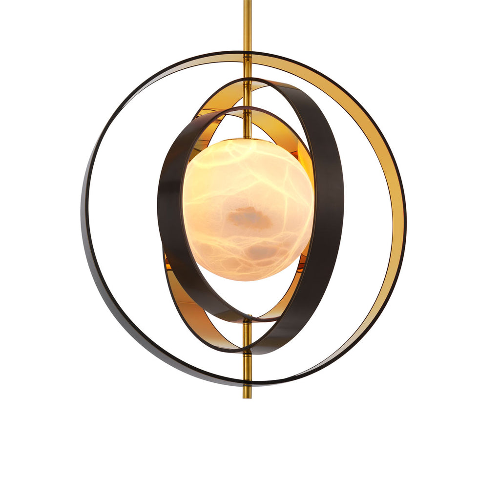 Eichholtz Pearl Single Pendant Light in Bronze with Alabaster Shade