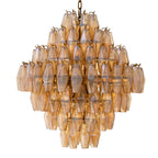 Eichholtz Benini Large Chandelier in Antique Brass with Amber Glass
