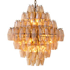 Eichholtz Benini Large Chandelier in Antique Brass with Amber Glass