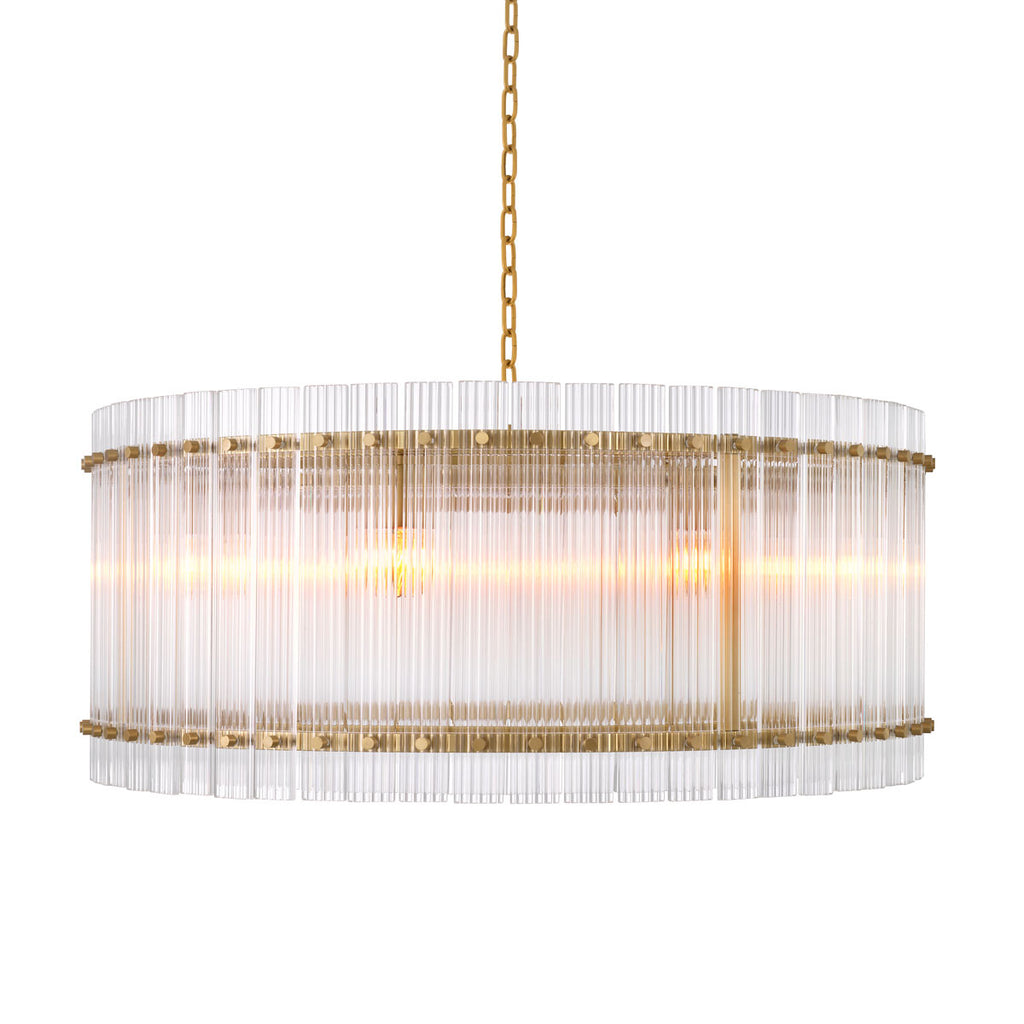 Eichholtz Ruby 8 Light Pendant Light in Antique Brass with Clear Glass Plates