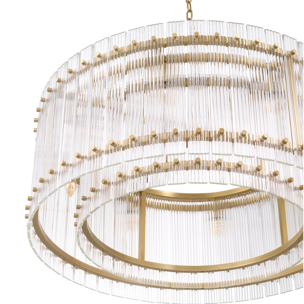 Eichholtz Ruby 8 Light Pendant Light in Antique Brass with Clear Glass Plates