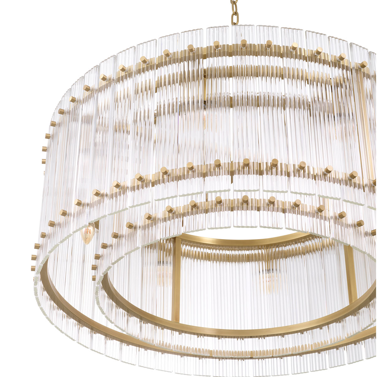 Eichholtz Ruby 8 Light Pendant Light in Antique Brass with Clear Glass Plates