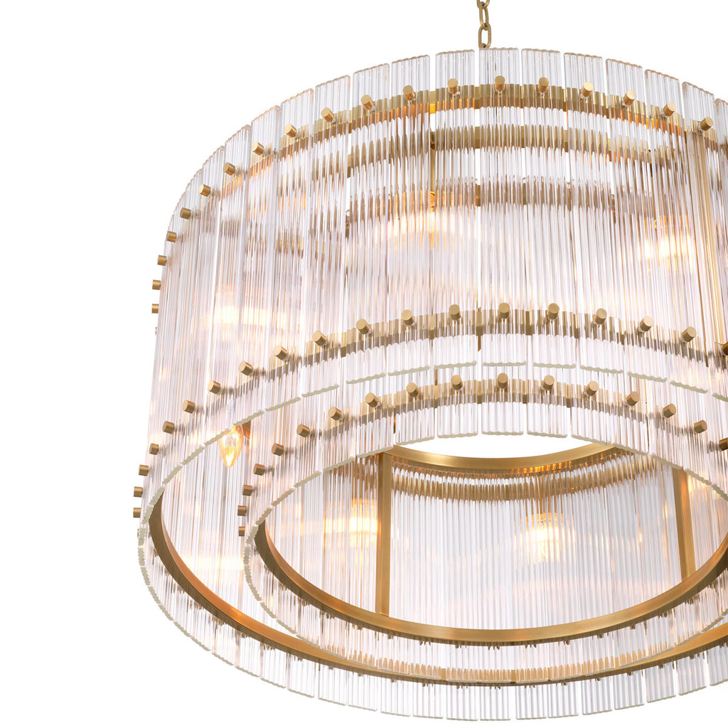 Eichholtz Ruby 8 Light Pendant Light in Antique Brass with Clear Glass Plates