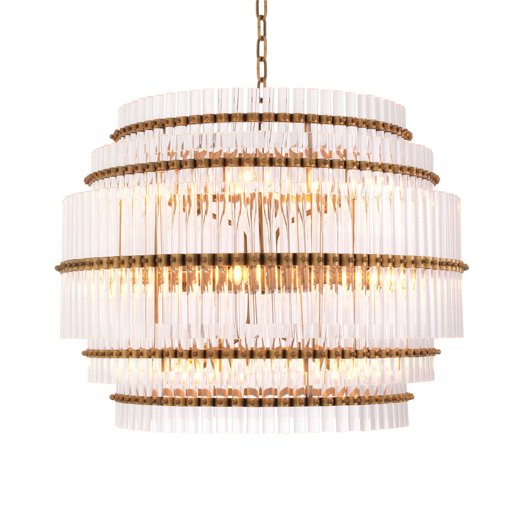 Eichholtz Scottsdale 14 Light Pendant Light in Antique Brass with Clear Glass Tubes