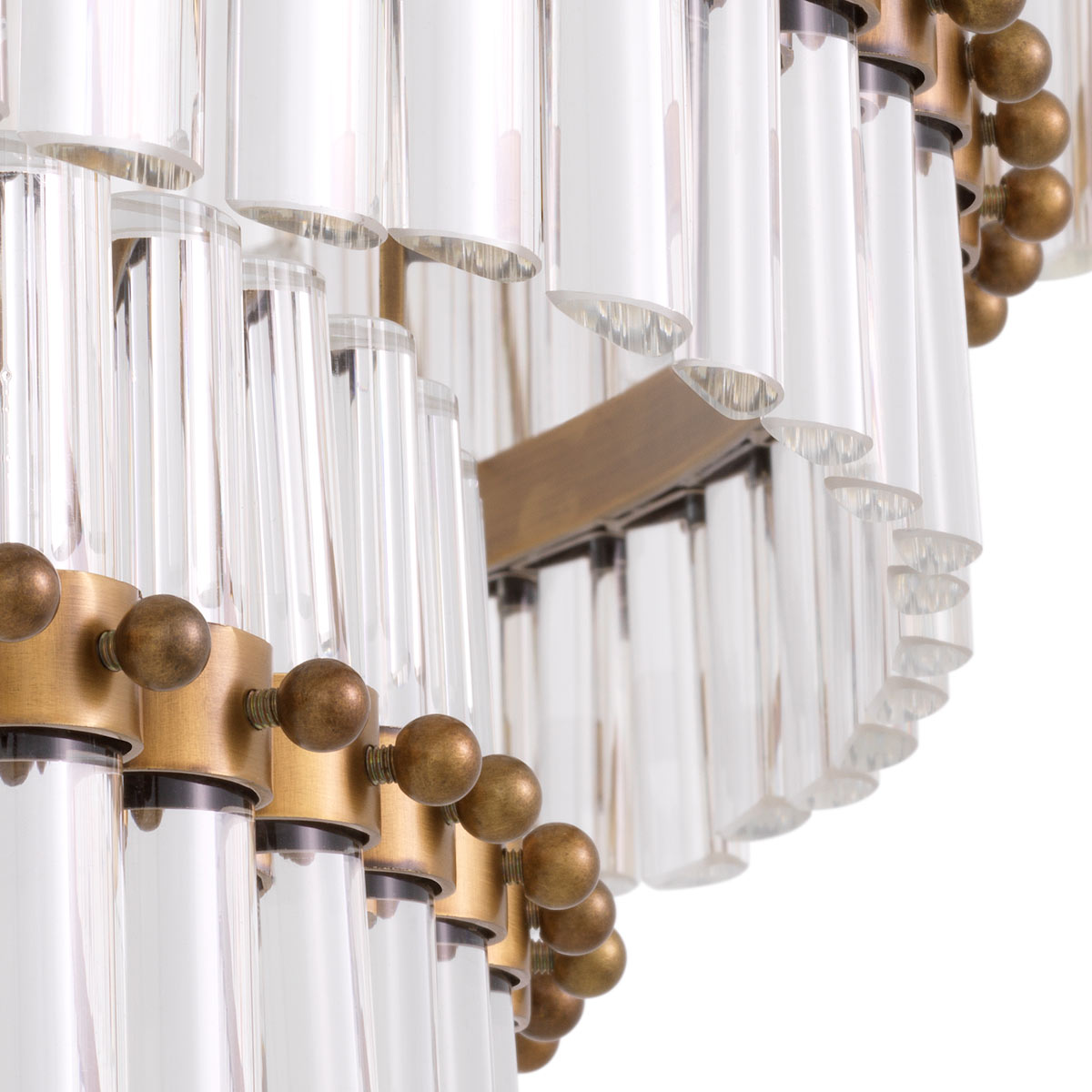 Eichholtz Scottsdale 14 Light Pendant Light in Antique Brass with Clear Glass Tubes