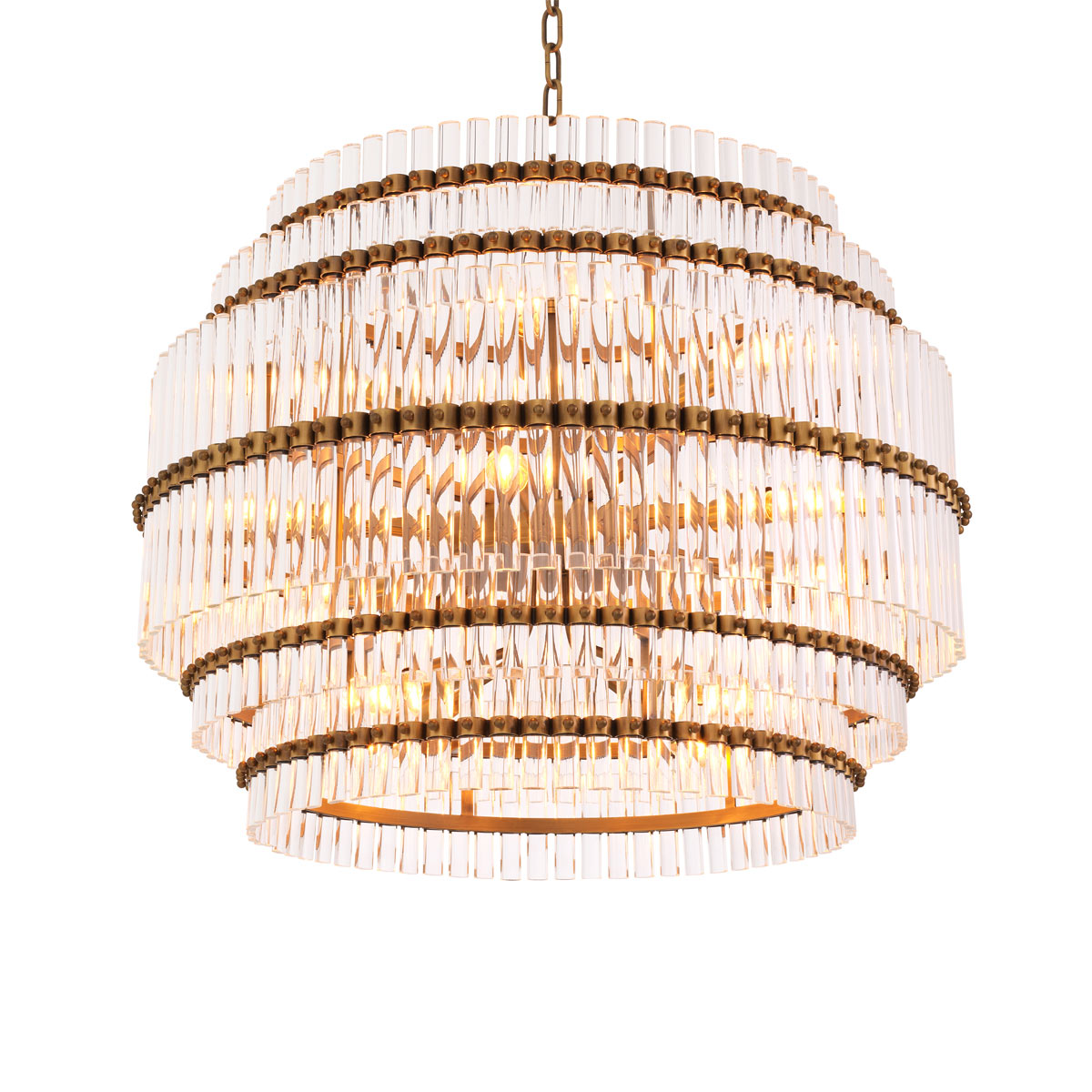 Eichholtz Scottsdale 14 Light Pendant Light in Antique Brass with Clear Glass Tubes
