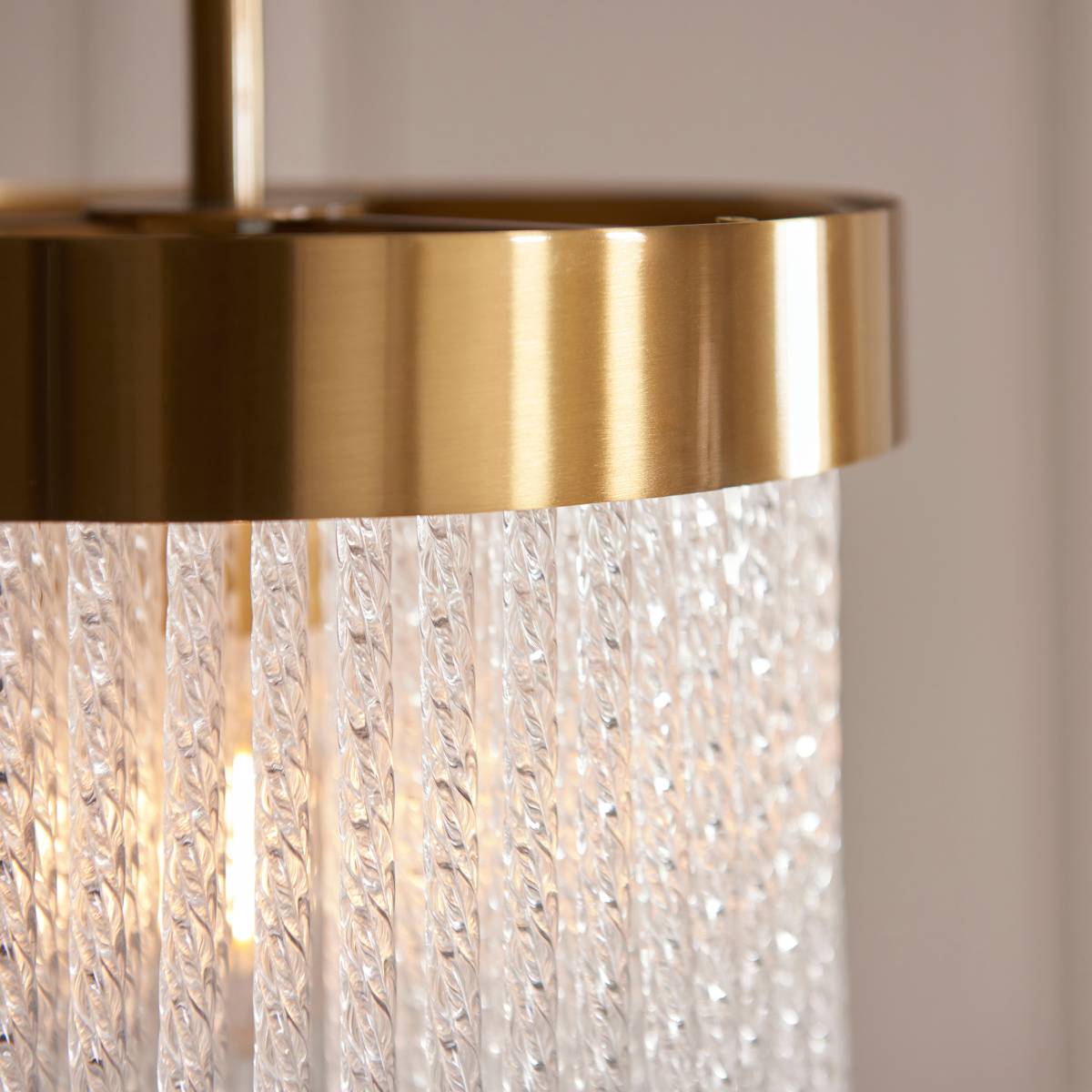 Endon Anistoria Pendant Light Brushed Aged Brass and Clear Glass Shade