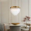 Endon Anistoria 5 Light Pendant in Brushed Aged Brass and Clear Glass Shade