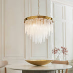 Endon Anistoria 5 Light Pendant in Brushed Aged Brass and Clear Glass Shade