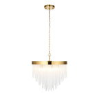 Endon Anistoria 5 Light Pendant in Brushed Aged Brass and Clear Glass Shade