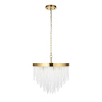 Endon Anistoria 5 Light Pendant in Brushed Aged Brass and Clear Glass Shade