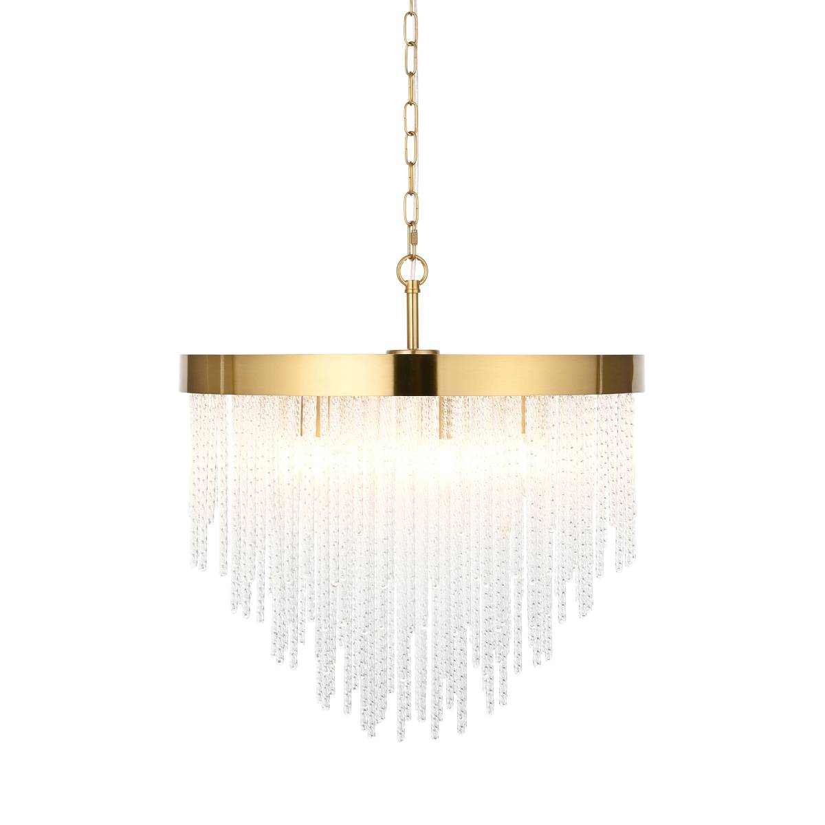 Endon Anistoria 5 Light Pendant in Brushed Aged Brass and Clear Glass Shade