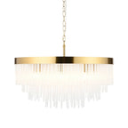 Endon Anistoria Grand 9 Light Pendant in Brushed Aged Brass and Clear Glass Shade