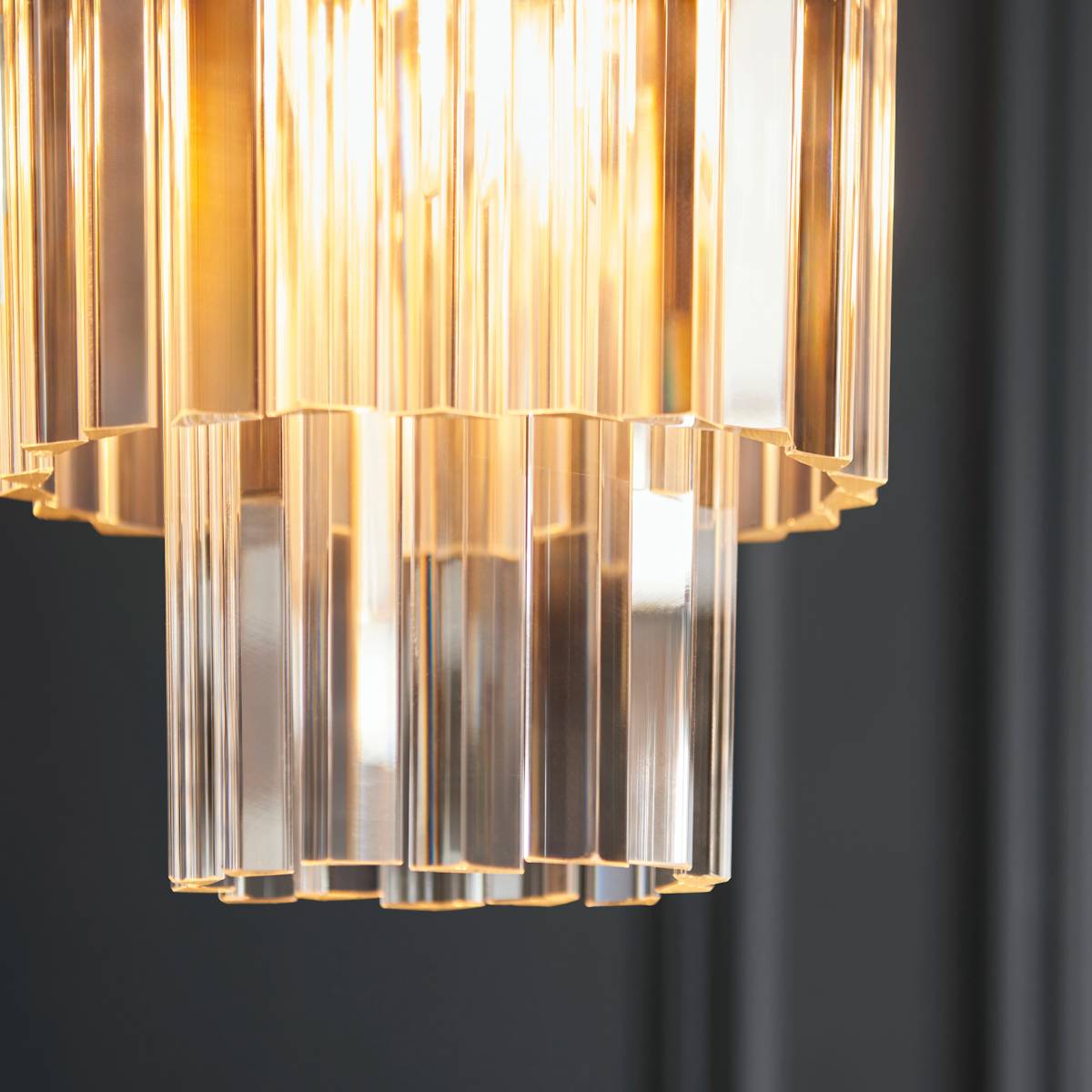 Endon Conaston Pendant Light Brushed Aged Brass and Clear Cut Glass Shade