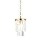 Endon Conaston Pendant Light Brushed Aged Brass and Clear Cut Glass Shade