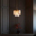 Endon Conaston 4 Light Pendant in Brushed Aged Brass and Clear Cut Glass Shade