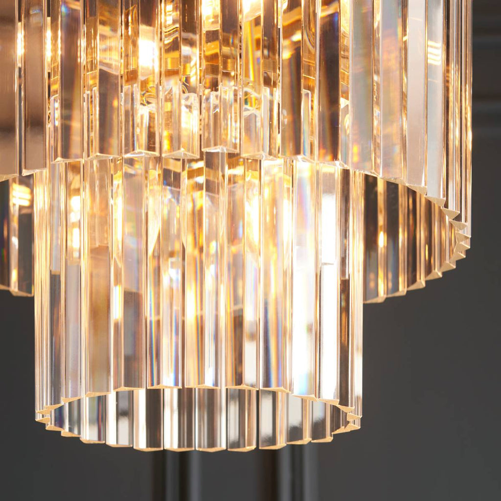 Endon Conaston 4 Light Pendant in Brushed Aged Brass and Clear Cut Glass Shade