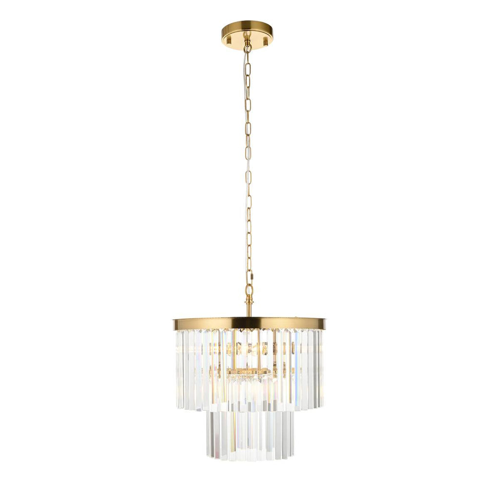 Endon Conaston 4 Light Pendant in Brushed Aged Brass and Clear Cut Glass Shade