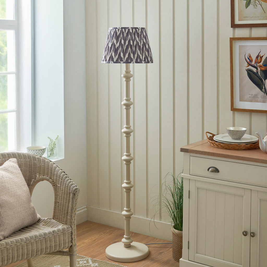 Endon Carnaby & Zigzag 35cm Floor Lamp Satin Almond White Paint