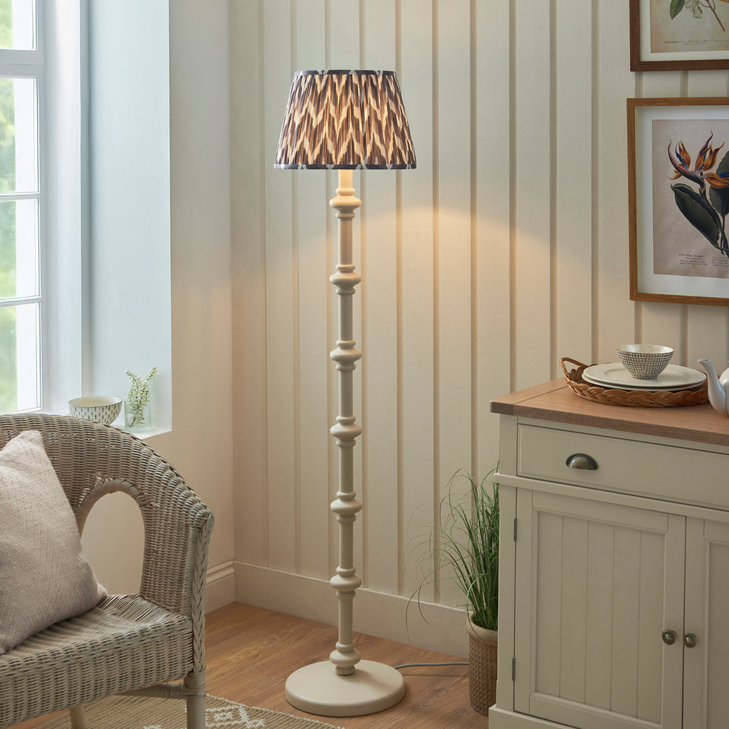 Endon Carnaby & Zigzag 35cm Floor Lamp Satin Almond White Paint