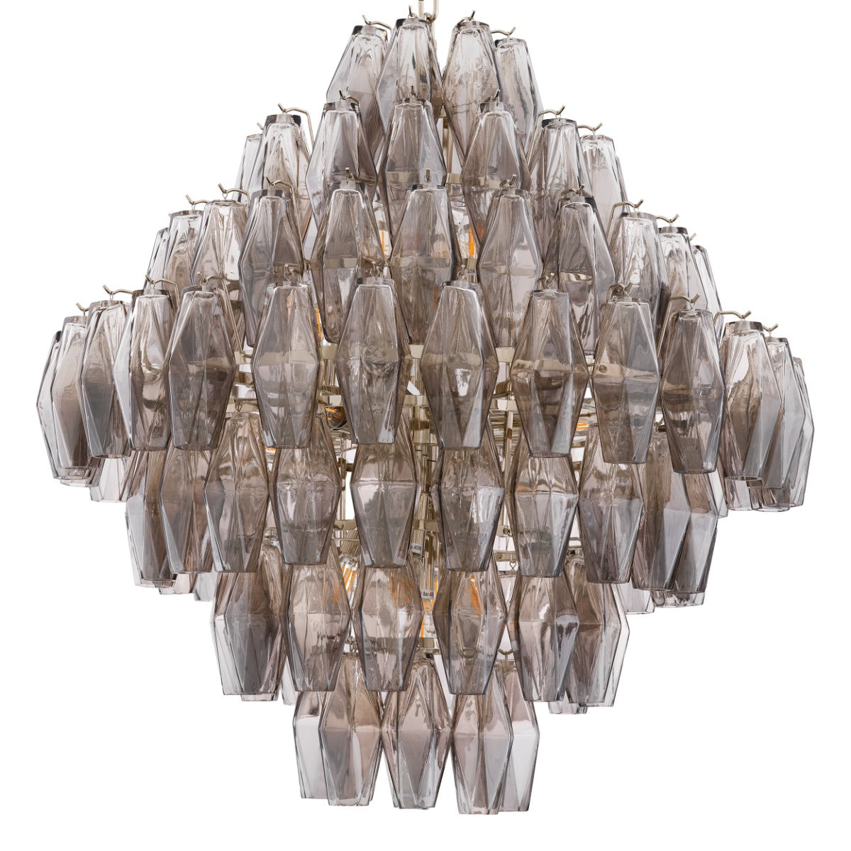 Eichholtz Benini Large Chandelier in Nickel with Smoke Glass