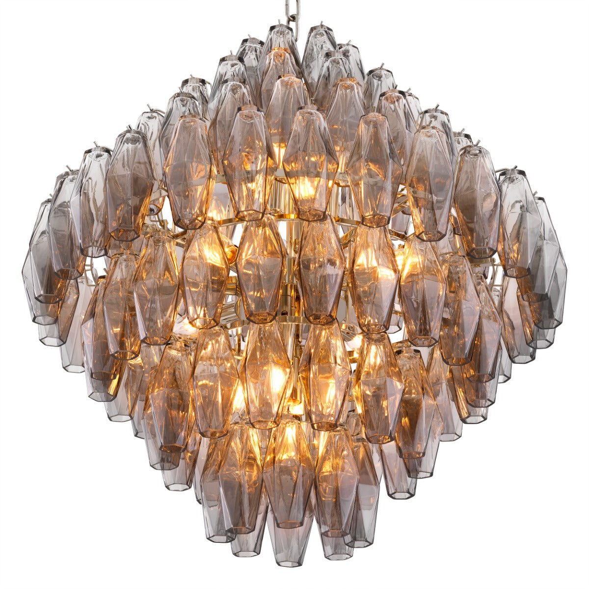 Eichholtz Benini Large Chandelier in Nickel with Smoke Glass