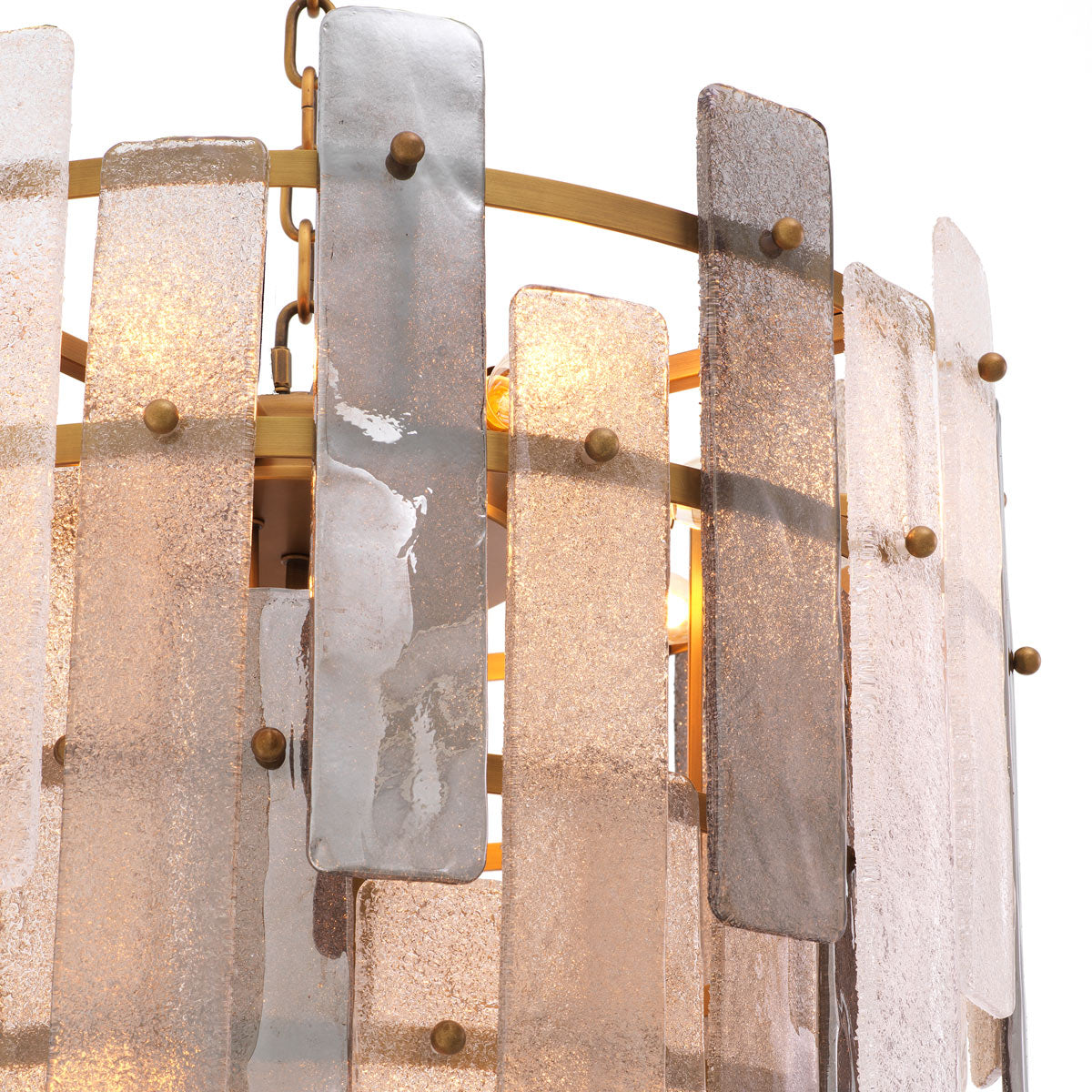 Eichholtz Greyson 13 Light Pendant Light in Antique Brass with Handmade Glass Strips