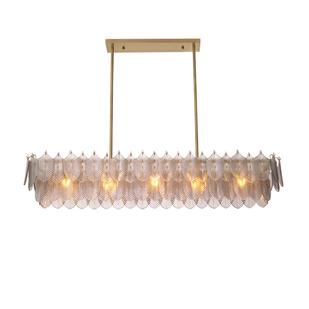 Eichholtz Verbier 5 Light Rectangular Pendant Light in Brushed Brass with Smoked Glass