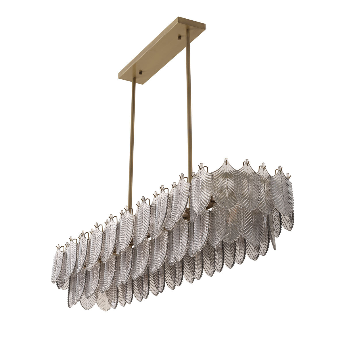 Eichholtz Verbier 5 Light Rectangular Pendant Light in Brushed Brass with Smoked Glass