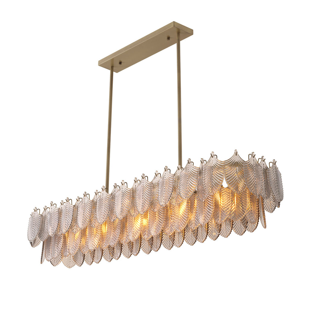 Eichholtz Verbier 5 Light Rectangular Pendant Light in Brushed Brass with Smoked Glass
