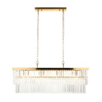Endon Conaston 4 Light Linear Pendant in Brushed Aged Brass and Clear Cut Glass Shade