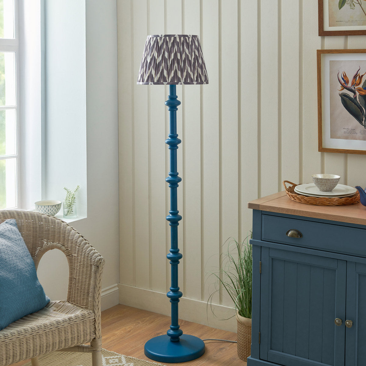 Endon Carnaby & Zigzag 35cm Floor Lamp Satin Marlin Blue Paint