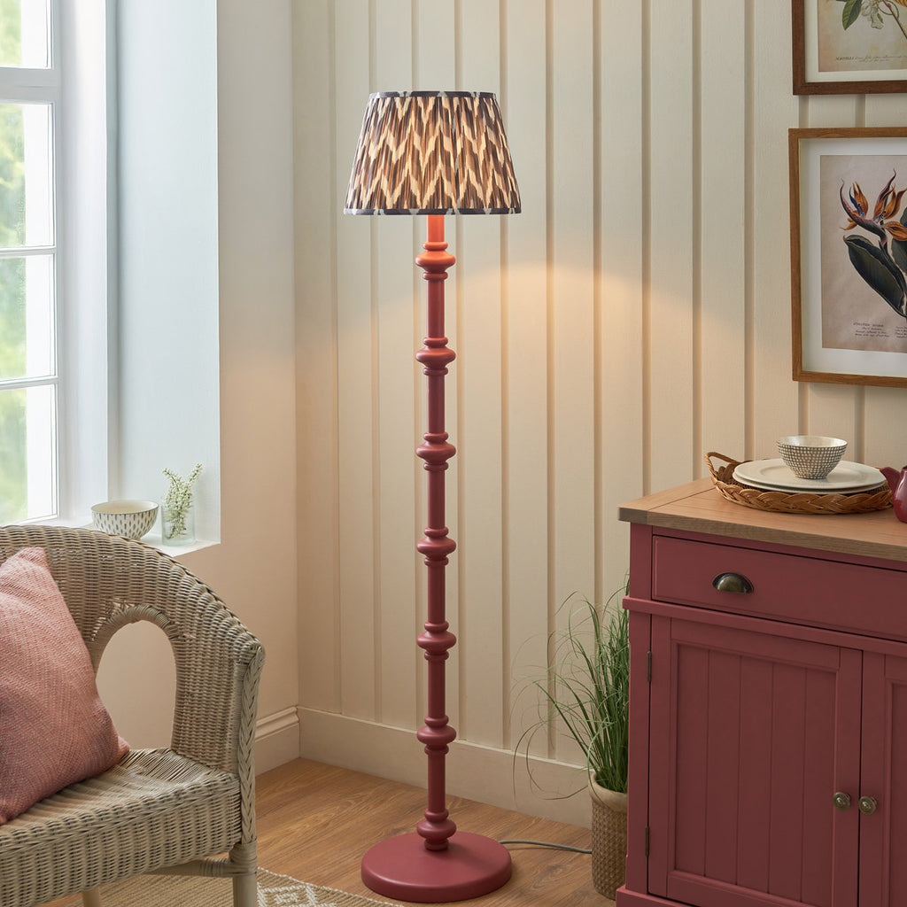 Endon Carnaby & Zigzag 35cm Floor Lamp Satin Pink Clay Paint with Pearl Grey Shade