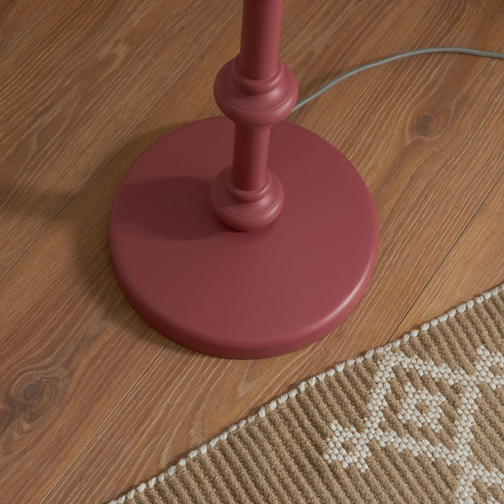Endon Carnaby & Zigzag 35cm Floor Lamp Satin Pink Clay Paint with Cotswold Green Shade